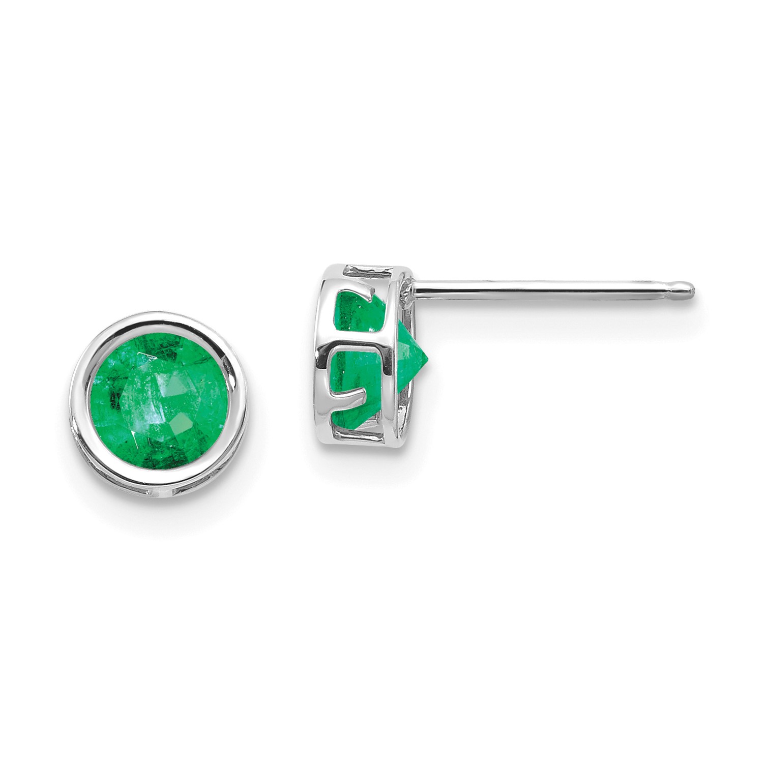 14k White Gold 5mm Bezel Emerald Stud Earrings Ebay 14k White Gold 5mm Bezel Emerald Stud Earrings