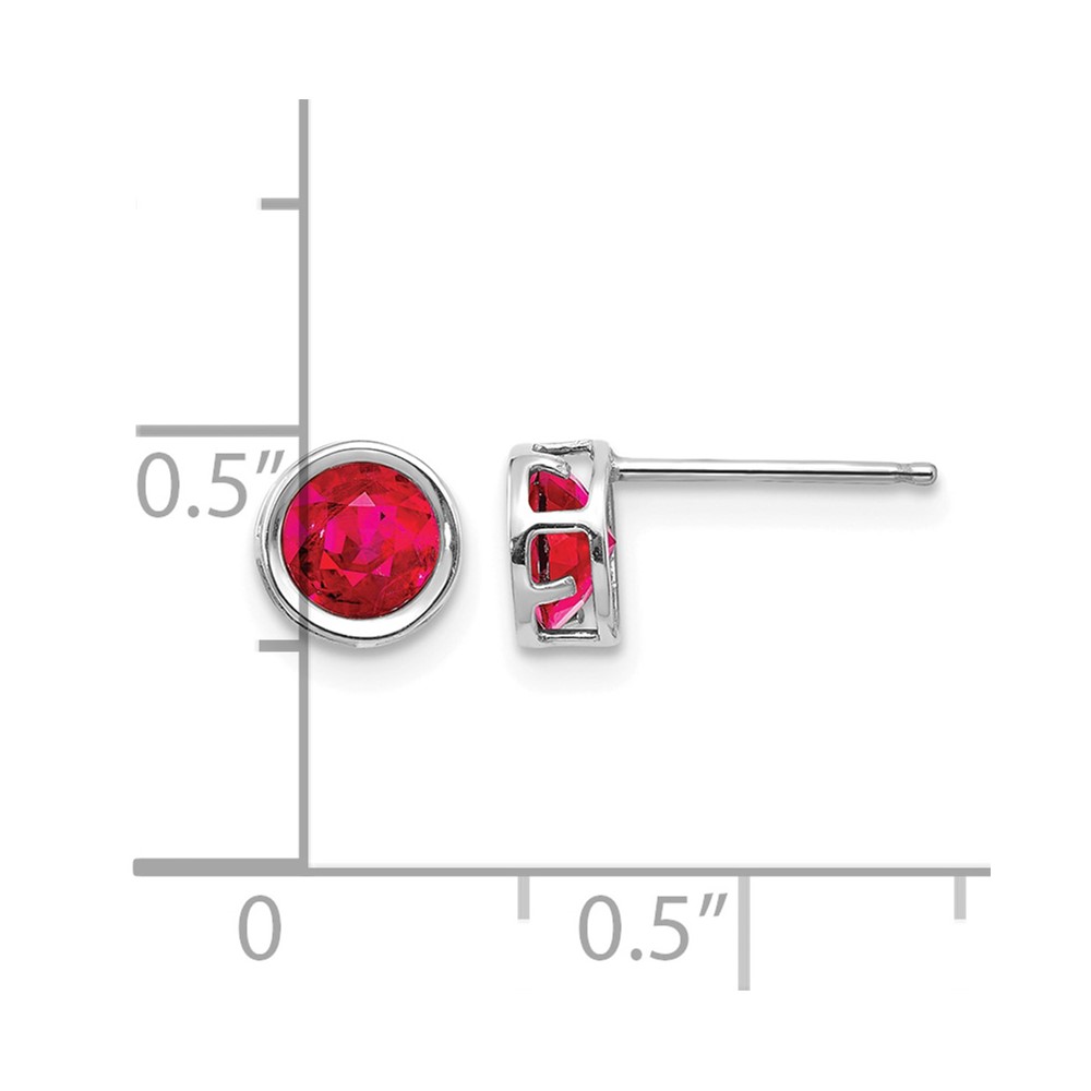 14k White Gold 5mm Bezel Ruby Stud Earrings (XBE259)