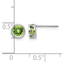 14K White Gold 5mm Round Bezel August Peridot Post Earrings view 4