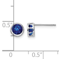 14K White Gold 5mm Round Bezel September Sapphire Post Earrings view 4