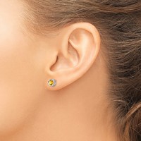 14K White Gold 5mm Round Bezel November Citrine Post Earrings view 3