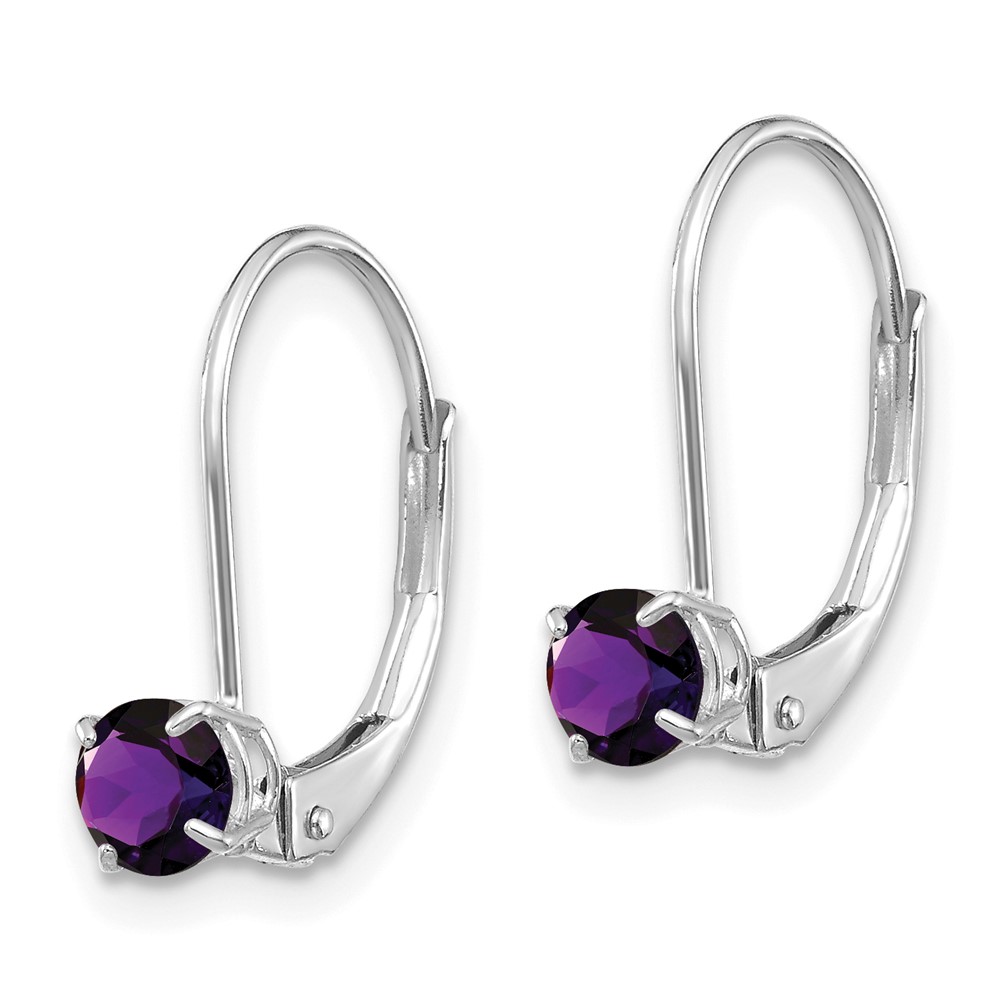 14k White Gold 4mm Amethyst/February Earrings (XBE266)