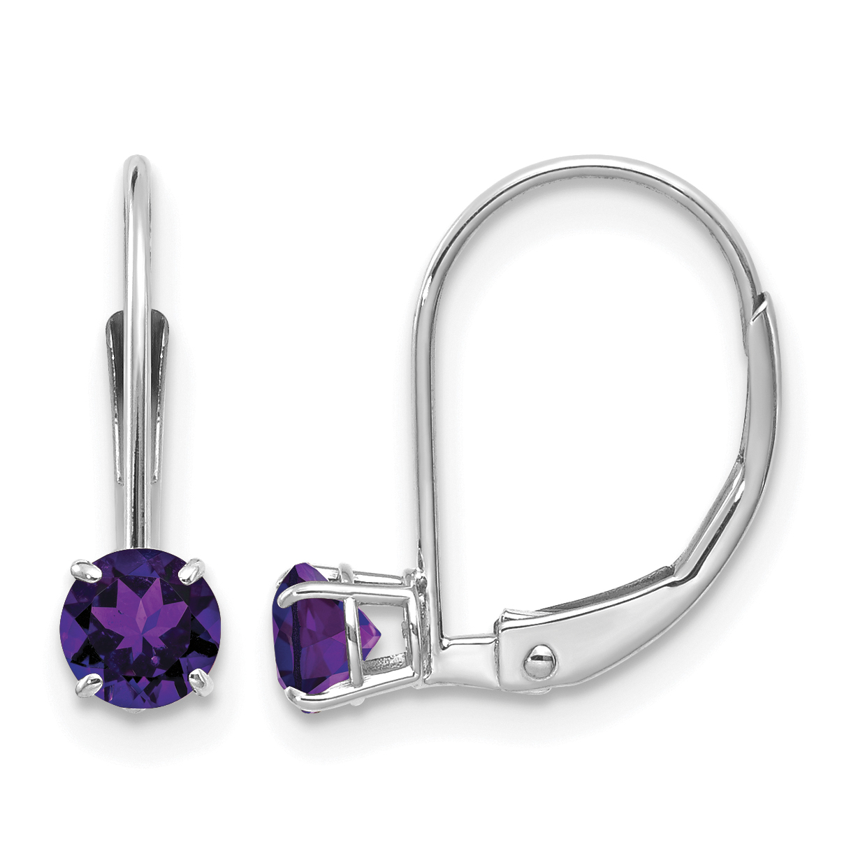 14k White Gold 4mm Amethyst/February Earrings (XBE266)
