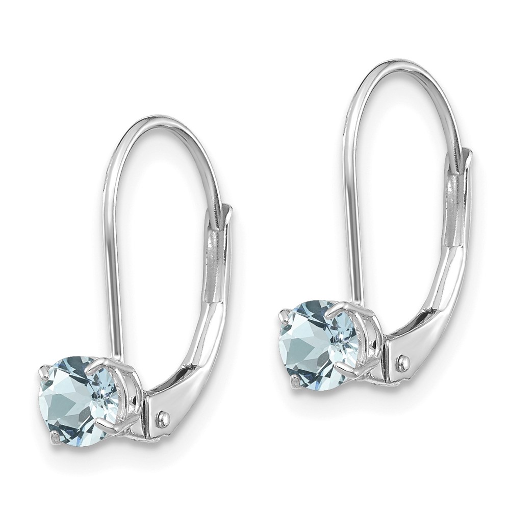 14k White Gold 4mm Aquamarine/March Earrings (XBE267)