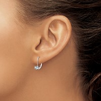 14K White Gold 4mm Round March Aquamarine Leverback Earrings view 3