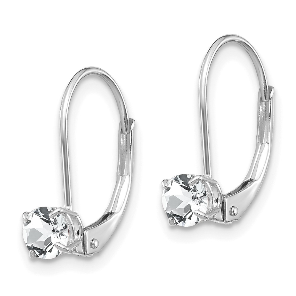14k White Gold 4mm White Topaz/April Earrings (XBE268)