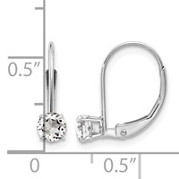 14K White Gold 4mm Round April White Topaz Leverback Earrings view 4