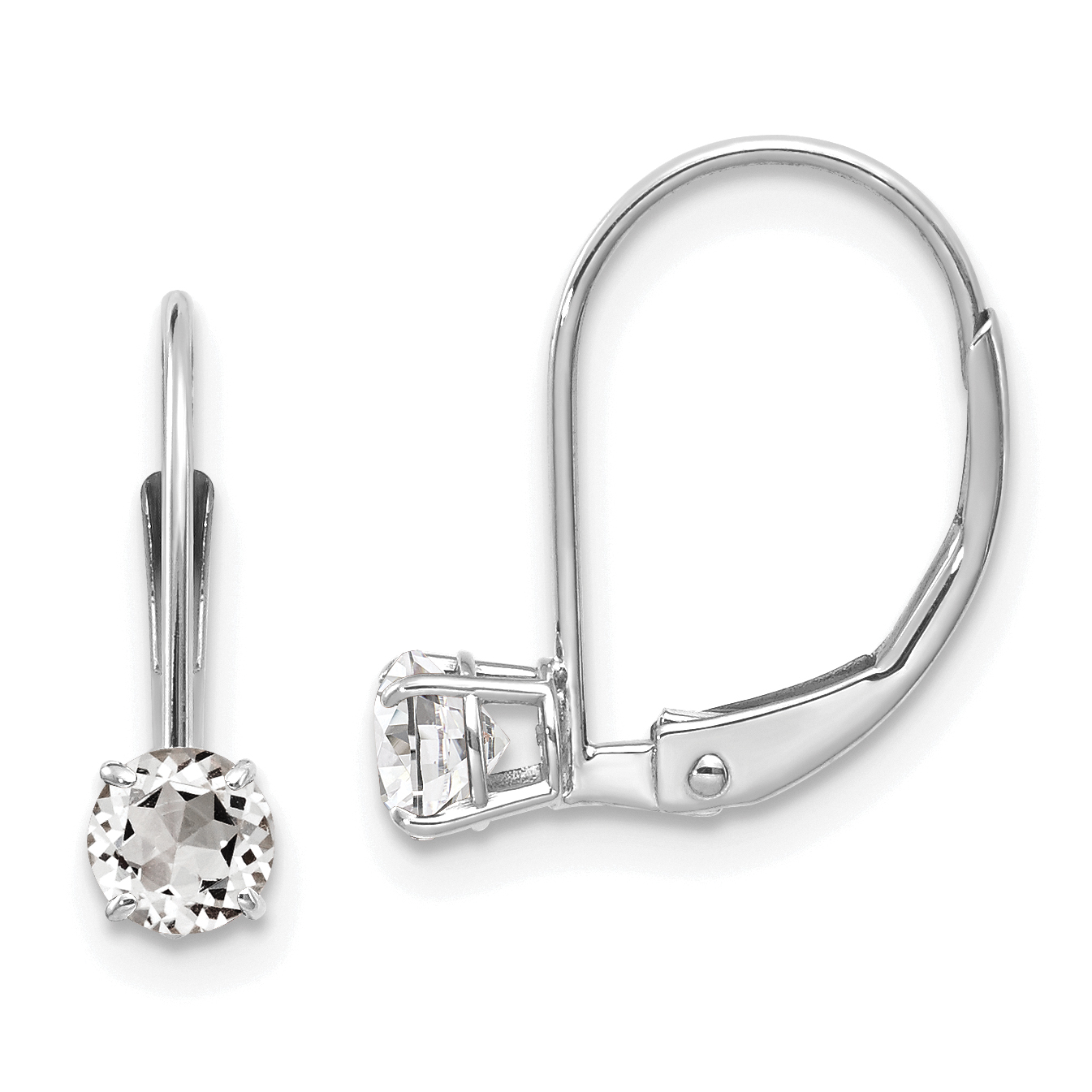 14k White Gold 4mm White Topaz/April Earrings (XBE268)