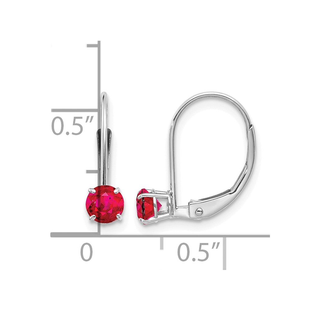 14k White Gold 4mm Round July/Ruby Leverback Earrings (XBE271)