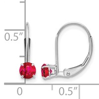 14K White Gold 4mm Round July Ruby Leverback Earrings view 4