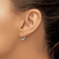 14K White Gold 4mm Round August Peridot Leverback Earrings view 3