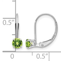 14K White Gold 4mm Round August Peridot Leverback Earrings view 4