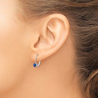 14K White Gold 4mm Round September Sapphire Leverback Earrings view 3