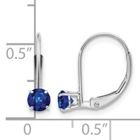 14K White Gold 4mm Round September Sapphire Leverback Earrings view 4