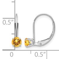 14K White Gold 4mm Round November Citrine Leverback Earrings view 4