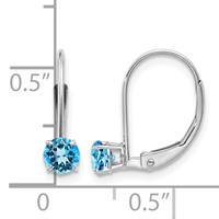 14K White Gold 4mm Round December Blue Topaz Leverback Earrings view 4