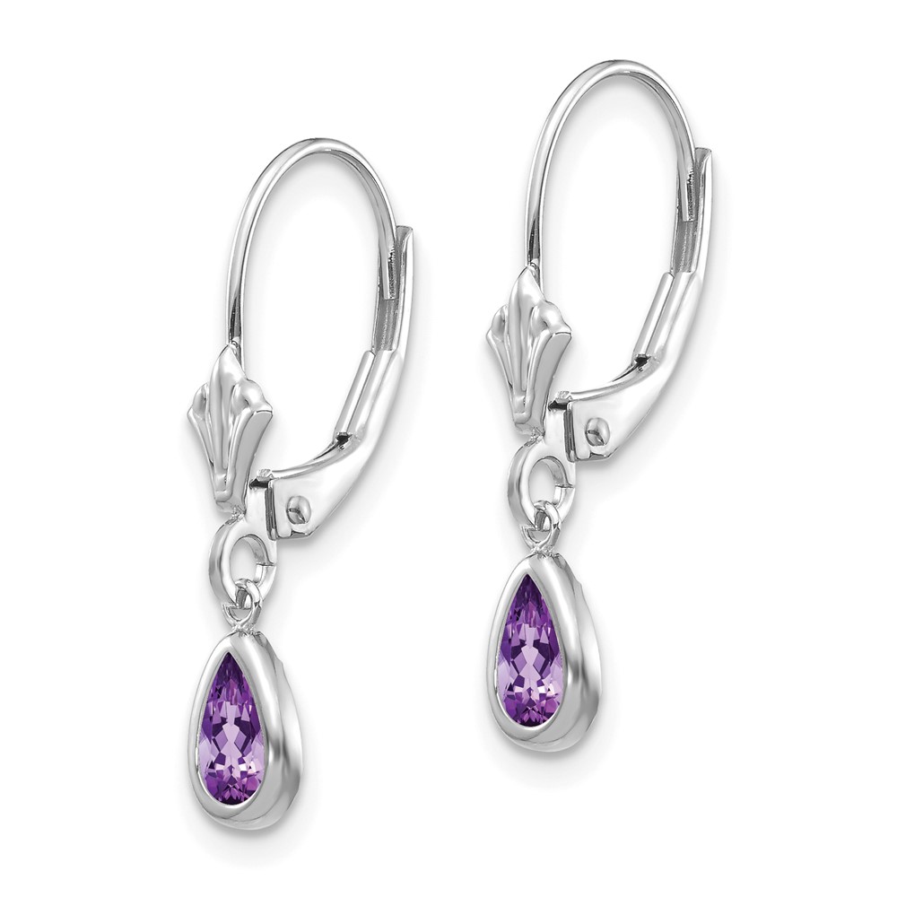 14k 6x4mm White Gold Amethys/February Earrings (XBE278)