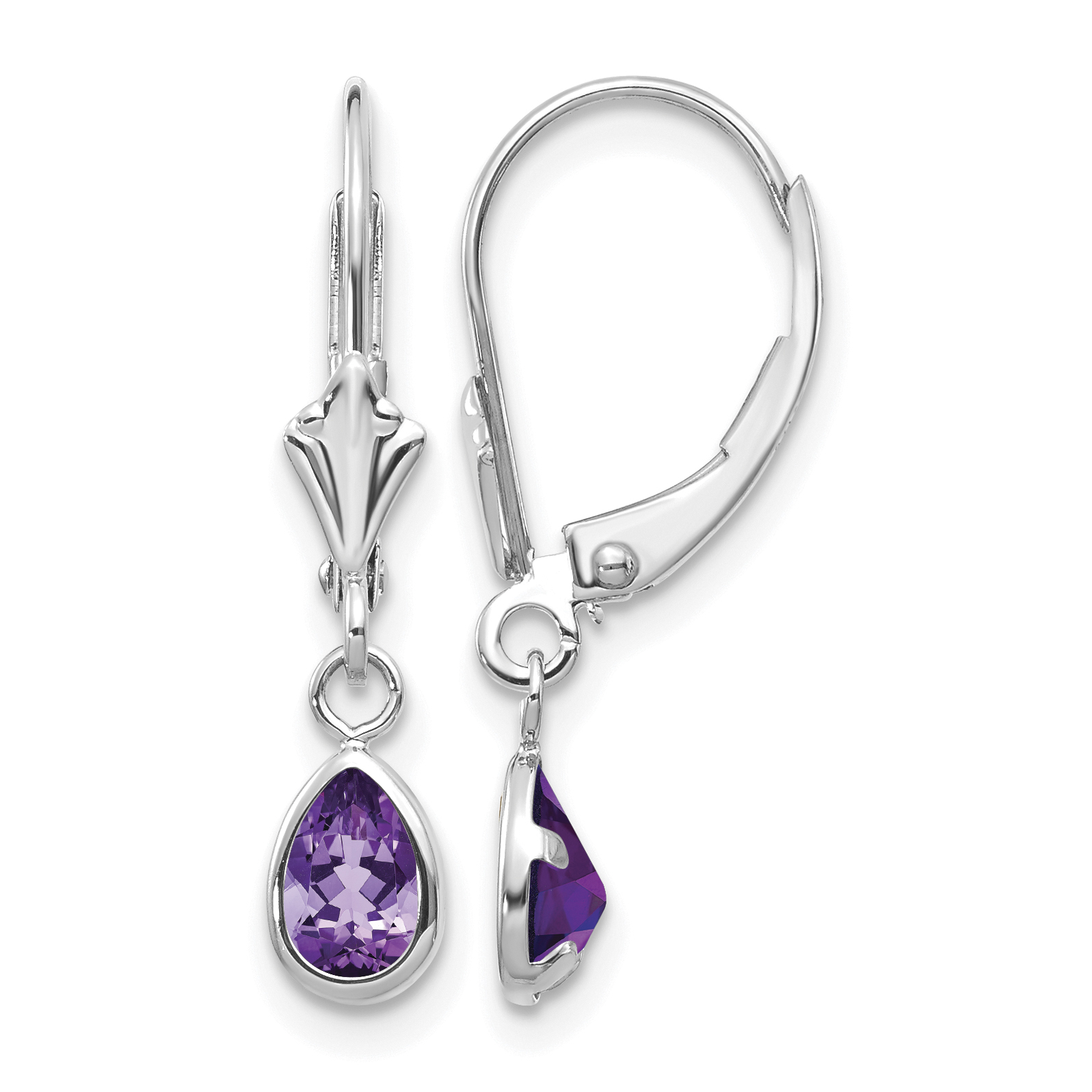 14k 6x4mm White Gold Amethys/February Earrings (XBE278)