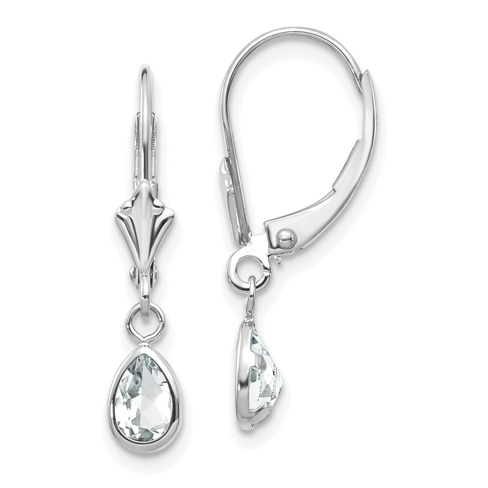 14k White Gold 6x4mm White Topaz/April Earrings