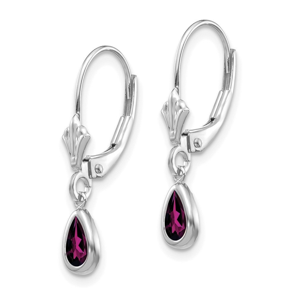 14k White Gold 6x4mm Rhodolite Garnet/June Earrings (XBE282)