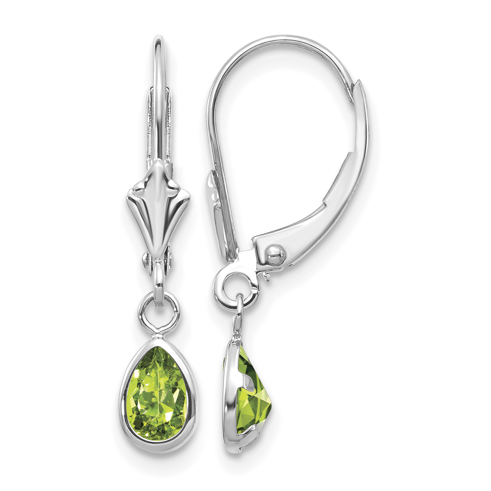14k White Gold 6x4mm Peridot/August Earrings (XBE284)