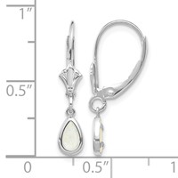 14K White Gold 6x4 Pear Bezel October Opal Leverback Earrings view 4