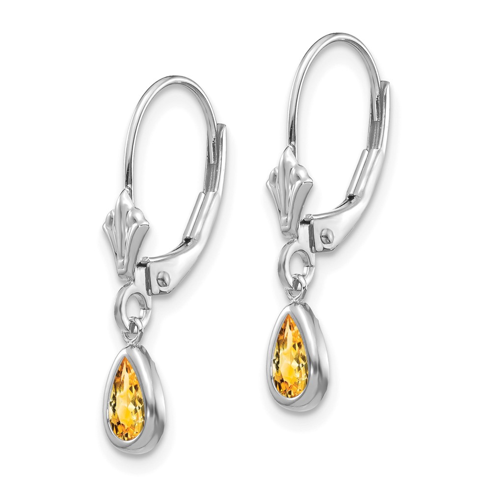 14k White Gold 6x4mm Citrin/November Earrings (XBE287)