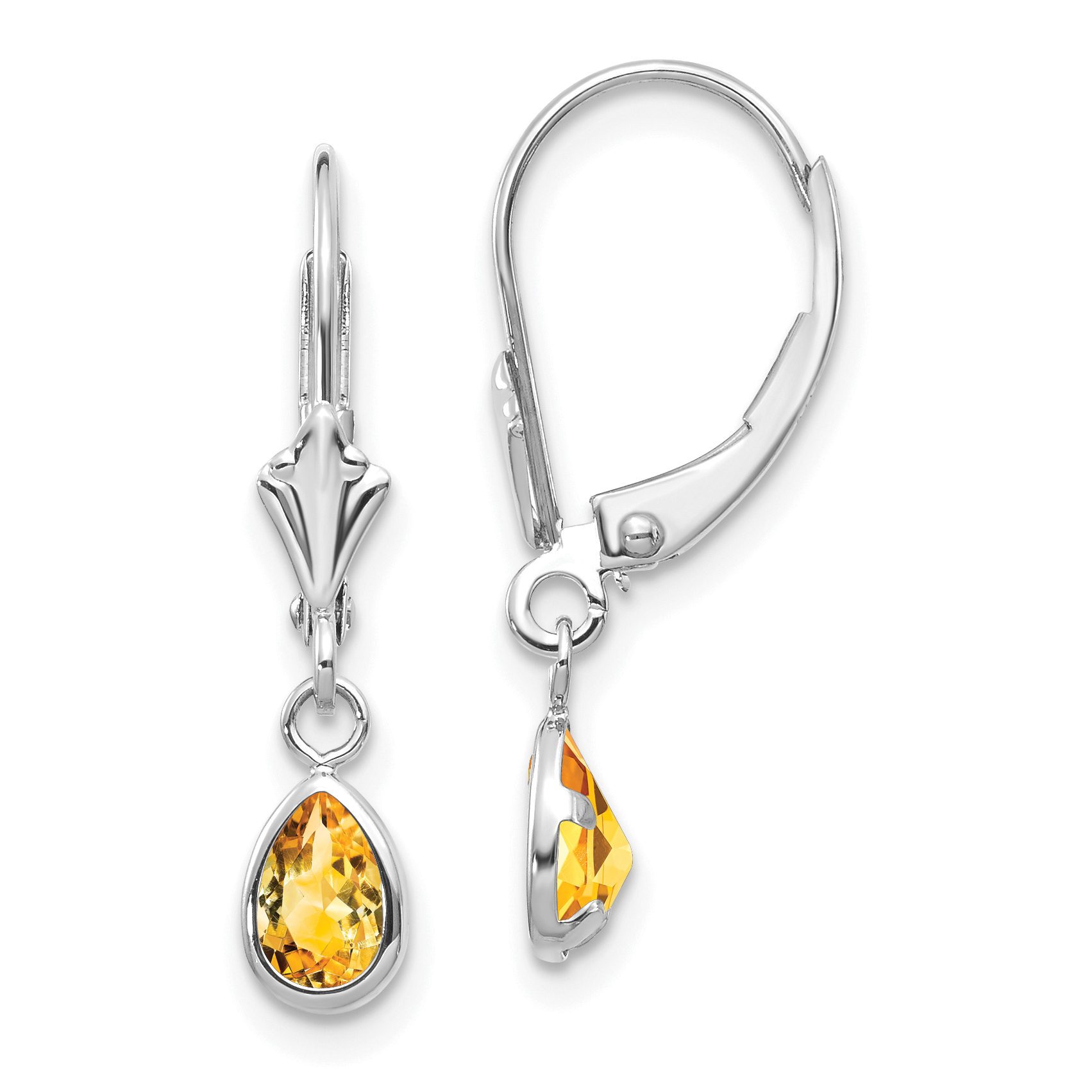 14k White Gold 6x4mm Citrin/November Earrings (XBE287)