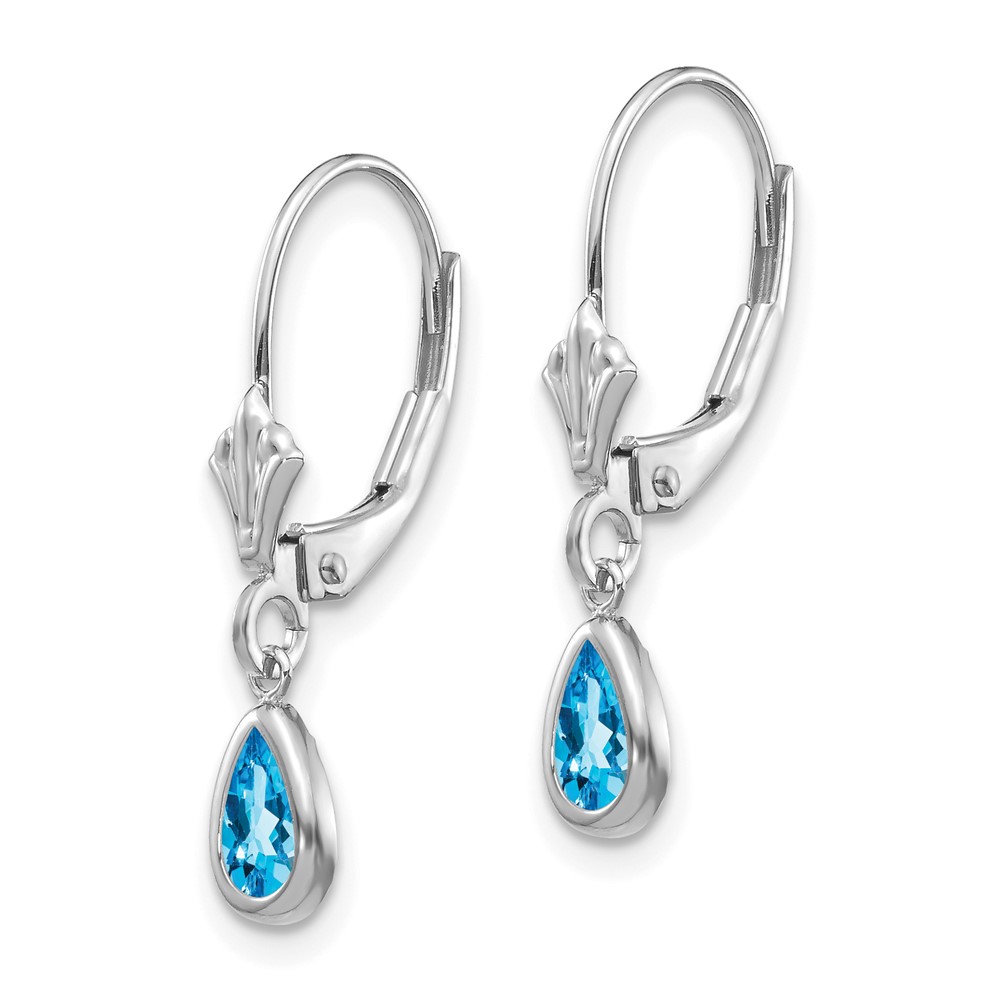 14k White Gold 6x4mm Blue Topaz/December Earrings (XBE288)