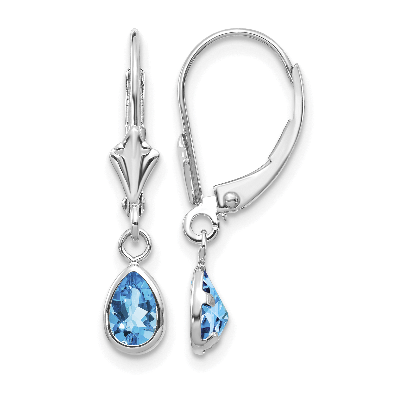 14k White Gold 6x4mm Blue Topaz/December Earrings (XBE288)