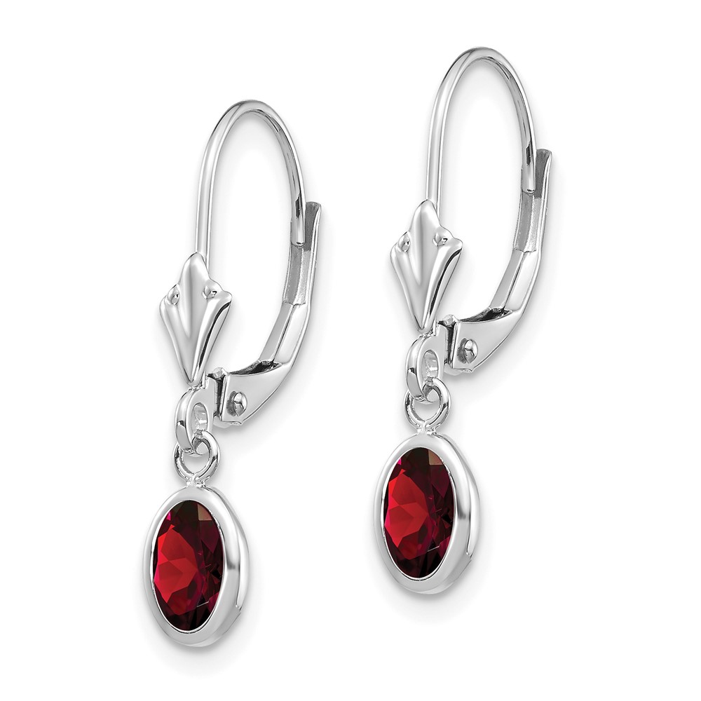 14k White Gold 6x4 Oval Garnet/January Earrings (XBE289)