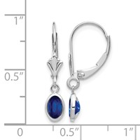 14K White Gold 6x 4 Oval Bezel September Sapphire Leverback Earrings view 4
