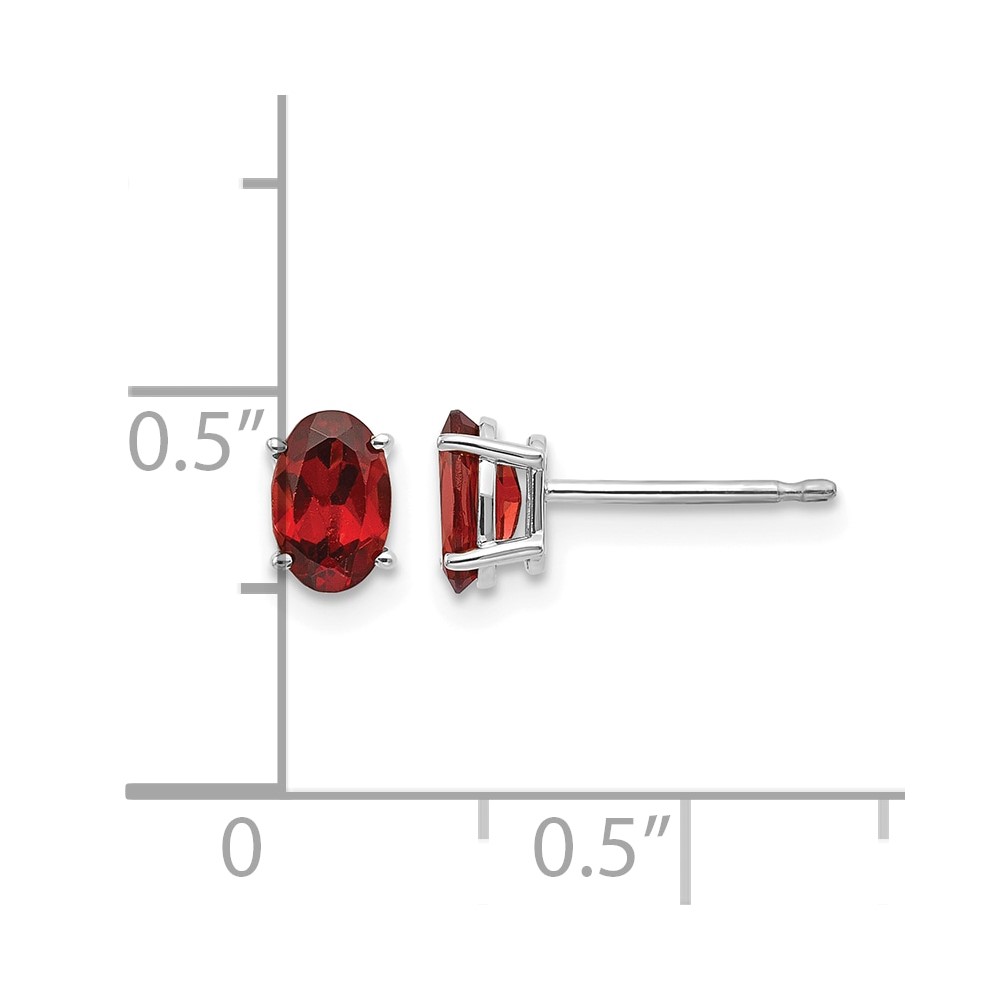 14k White Gold 6x4 Garnet Earrings (XBE301)