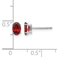 14K White Gold 6x4 Oval January Garnet Post Earrings view 4