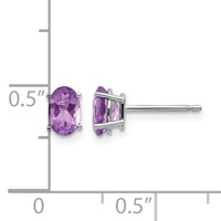14K White Gold 6x 4 Oval February Amethyst Post Earrings view 4