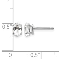 14K White Gold 6x4 Oval April White Topaz Post Earrings view 4