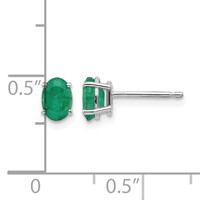 14K White Gold 6x 4 Oval May Emerald Post Earrings view 4