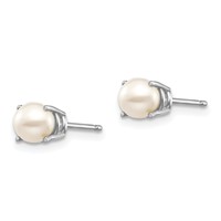 14K White Gold 4.5mm Round June Freshwater Cultured Pearl Post Earrings view 2