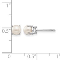 14K White Gold 4.5mm Round June Freshwater Cultured Pearl Post Earrings view 4