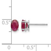 14K White Gold 6x4 Oval July Ruby Post Earrings view 4