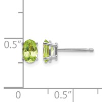 14K White Gold 6x4 Oval August Peridot Post Earrings view 4
