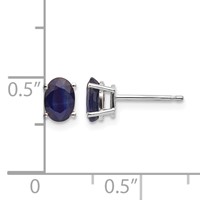 14K White Gold 6x 4 Oval September Sapphire Post Earrings view 4