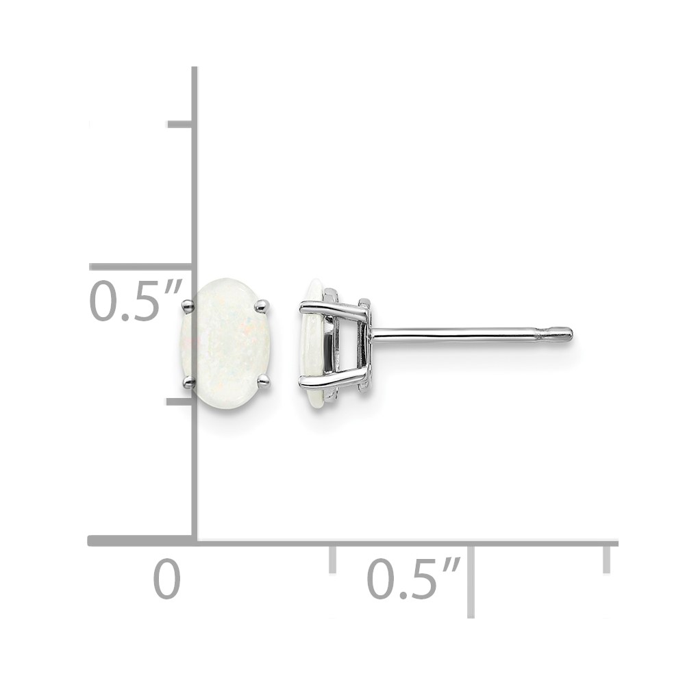 14k White Gold 6x4mm Opal Earrings (XBE310)