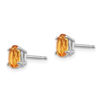 14K White Gold 6x4 Oval November Citrine Post Earrings view 2