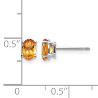 14K White Gold 6x4 Oval November Citrine Post Earrings view 4