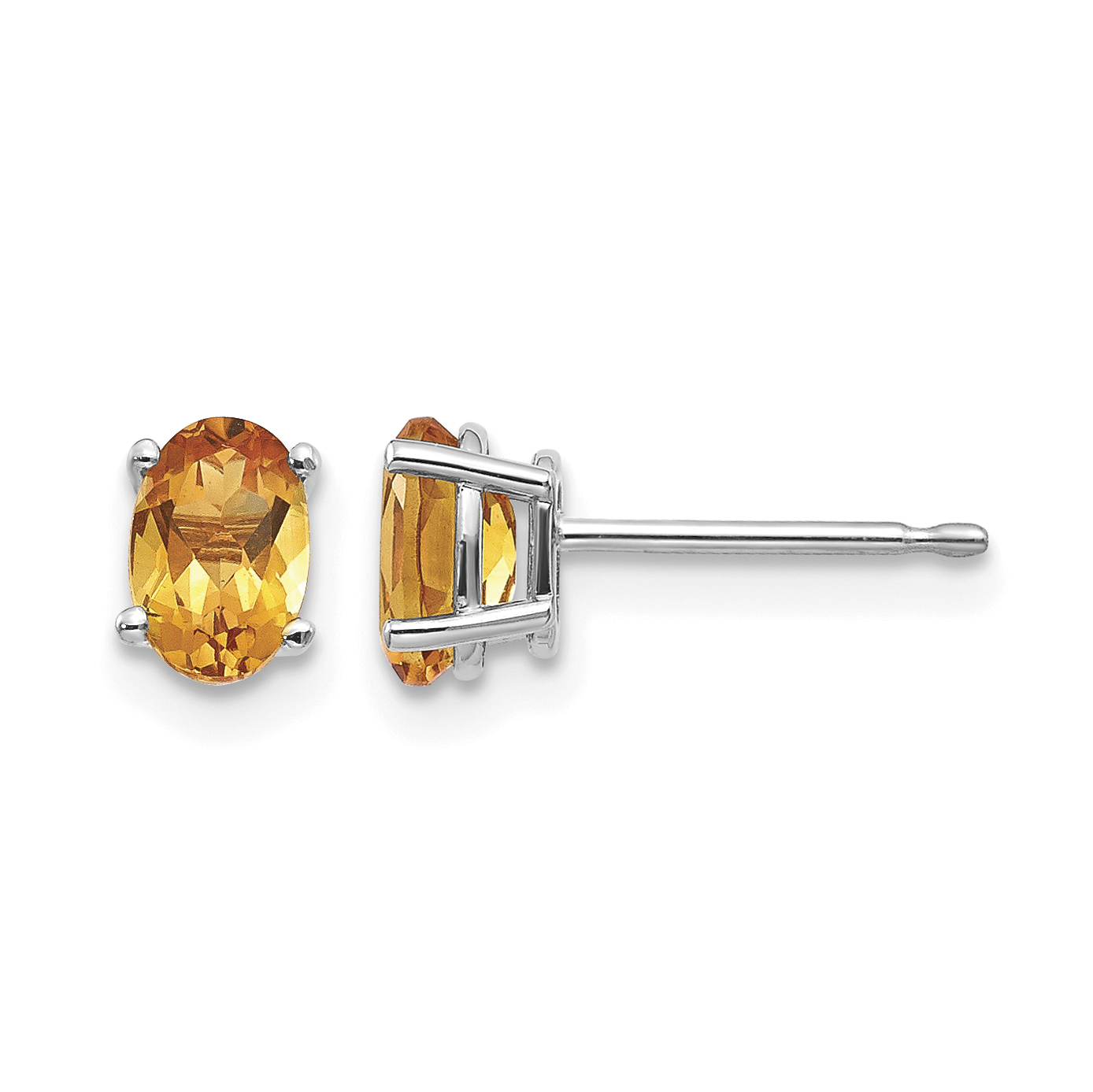 14k White Gold 6x4mm Citrine Earrings (XBE311)