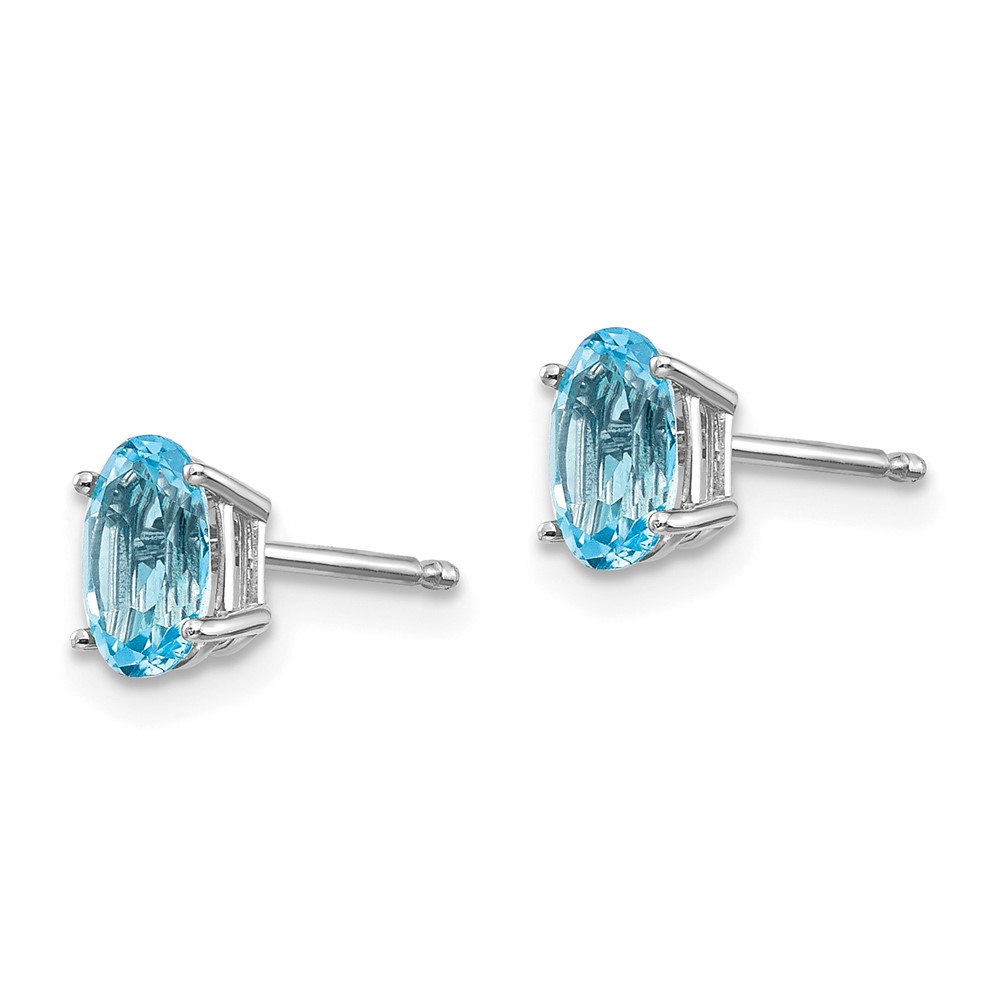 14k White Gold 6x4mm December/Blue Topaz Post Earrings (XBE312)