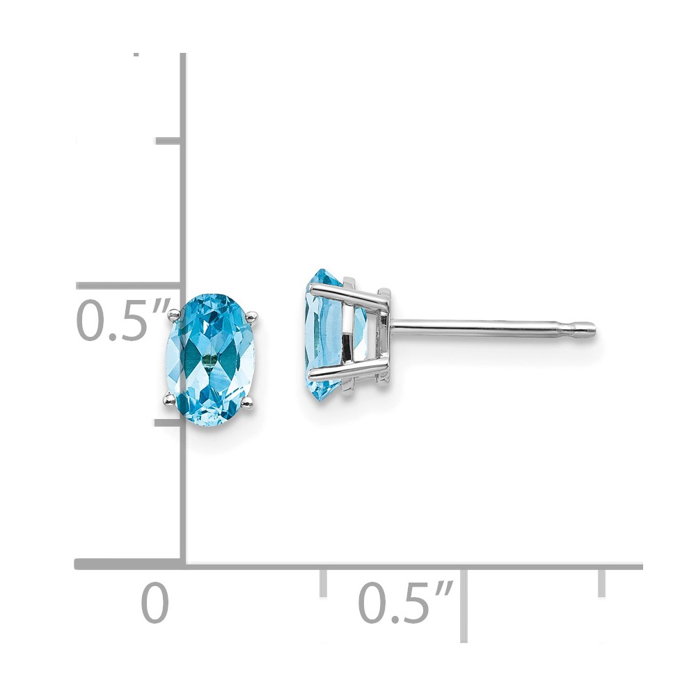 14k White Gold 6x4mm December/Blue Topaz Post Earrings (XBE312)