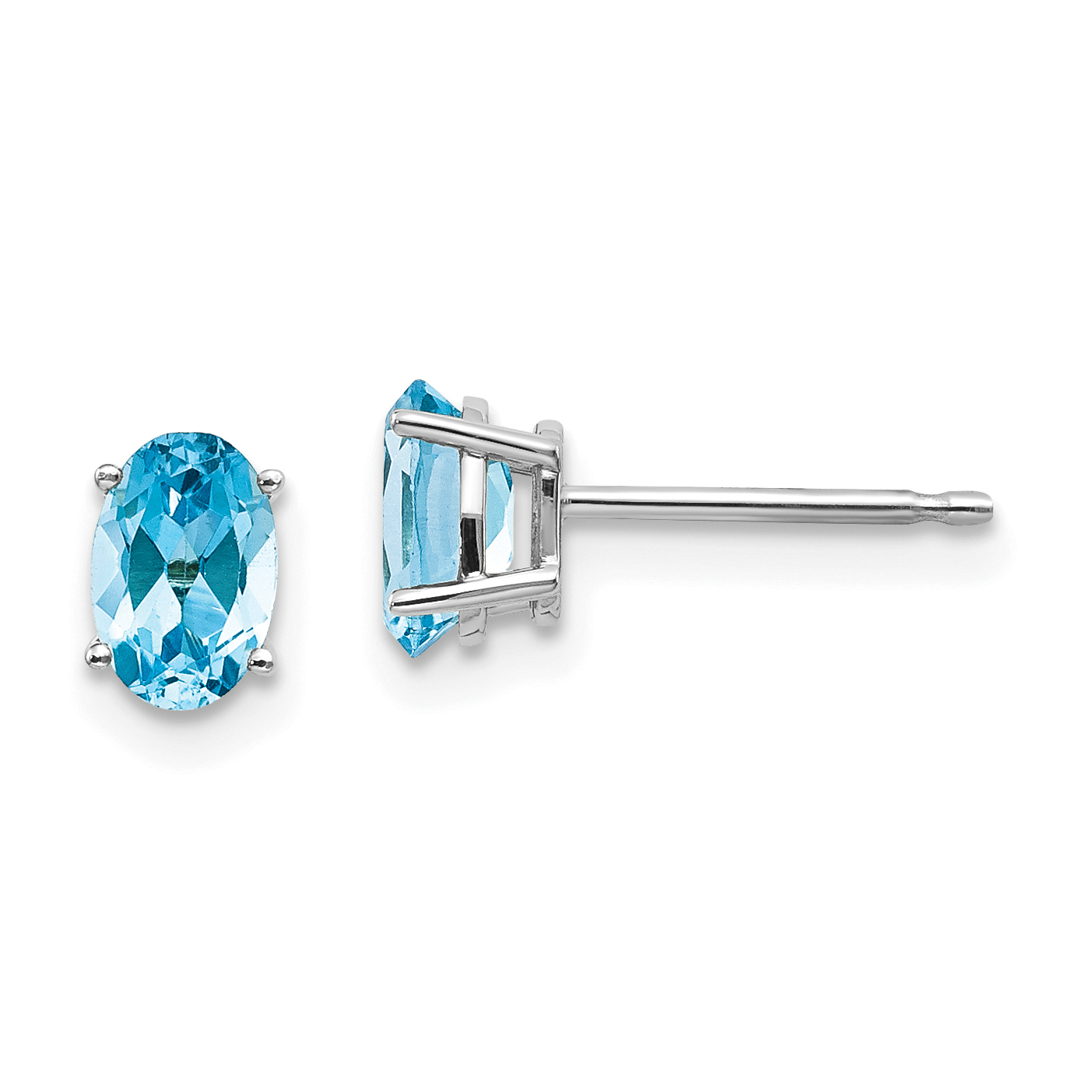 14k White Gold 6x4mm December/Blue Topaz Post Earrings (XBE312)