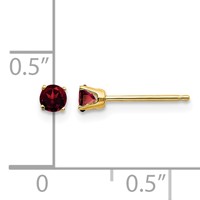 14K 3mm Yellow Gold Round January Garnet Post Earrings view 4